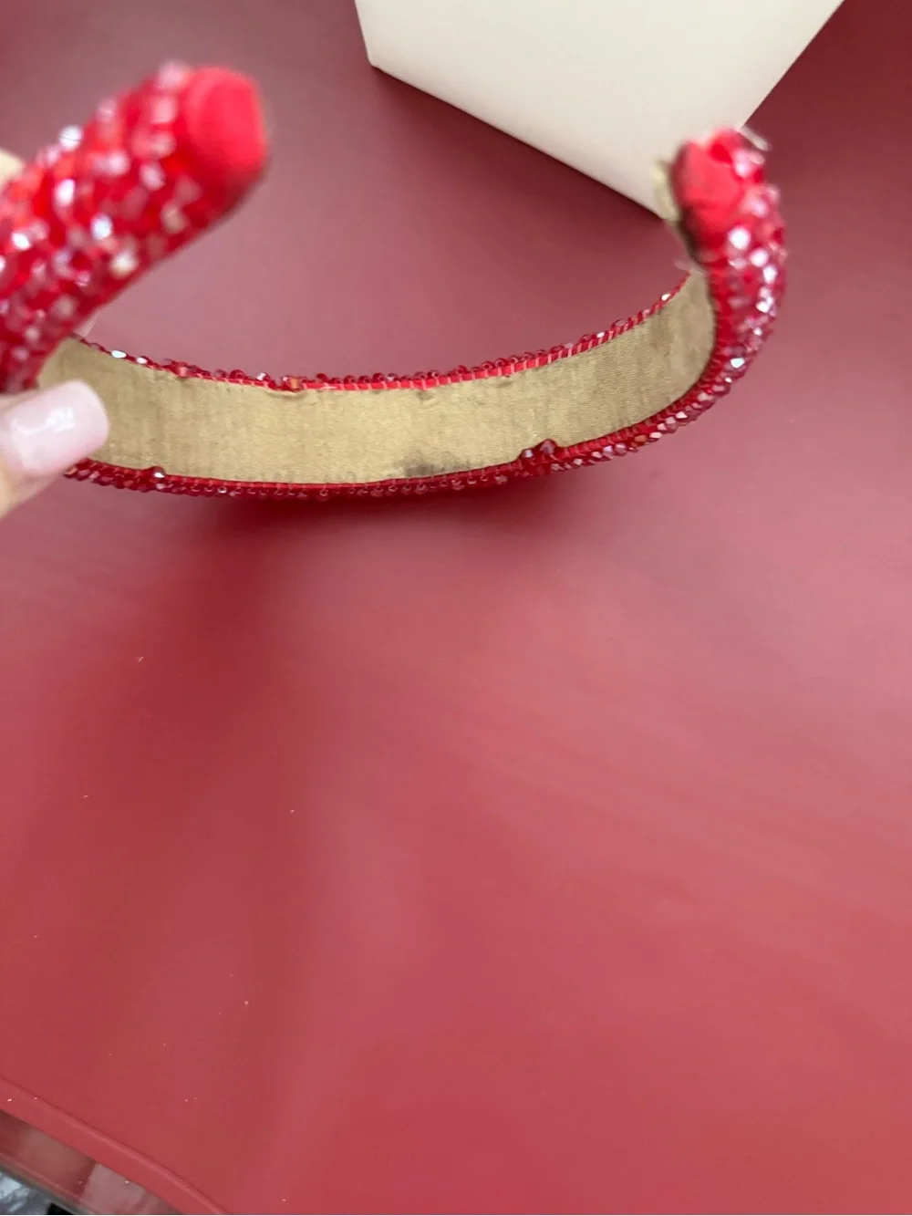 Red Beaded Padded Headband - Women Accessories